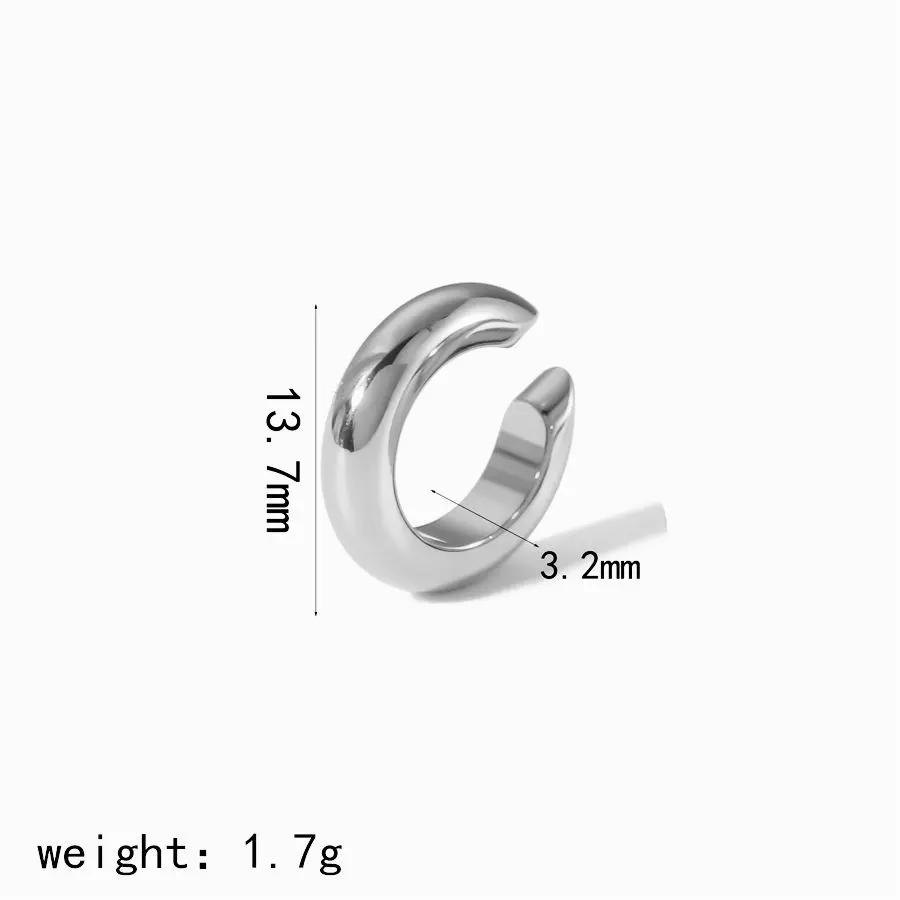 1 stuk eenvoudige klassieke stijl geometrische roestvrij staal 18k vergulde vrouwen clip stijl oorbellen h5 Afbeelding2